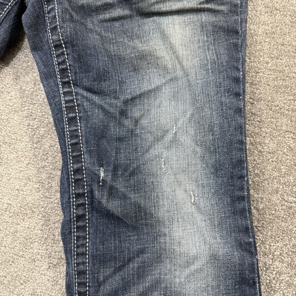 Harley Davidson Womens Embellished Bootcut Jeans Blue 6 Rhinestone Wings Biker - Picture 4 of 15